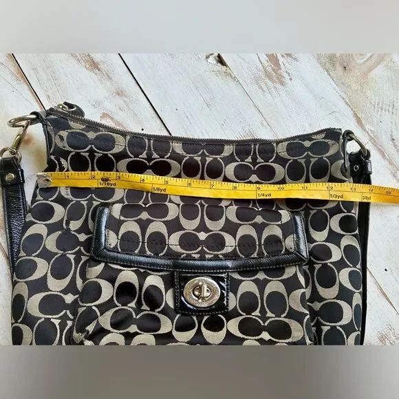 COACH black Penelope shoulder bag, Y2K canvas monogram logo purse F19232 casual - Picture 12 of 16